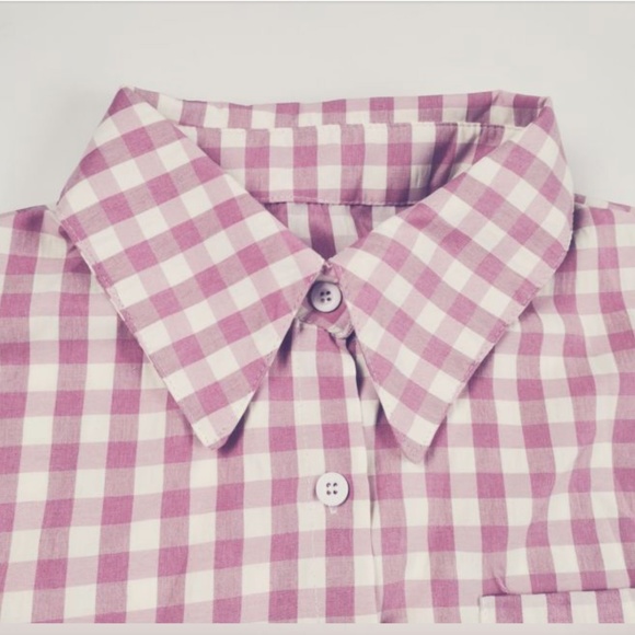 2 pieces pink white Vichy loungewear match set - Picture 3 of 7